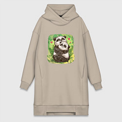 Женская толстовка-платье Влюбленные мультяшные панды