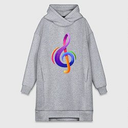 Женская толстовка-платье Скрипичный ключ в цвете