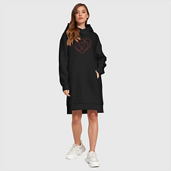 Женское худи-платье Контурные три сердца сливые в одно, цвет: черный — фото 2