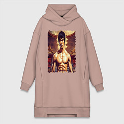 Женское худи-платье Брюс Ли актер, цвет: пыльно-розовый