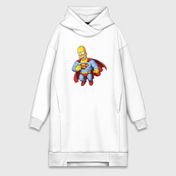 Женское худи-платье Гомер супермен, цвет: белый