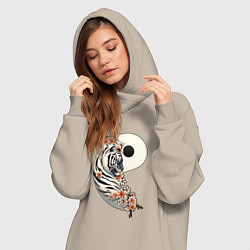 Женское худи-платье Тигр - Инь, цвет: миндальный — фото 2