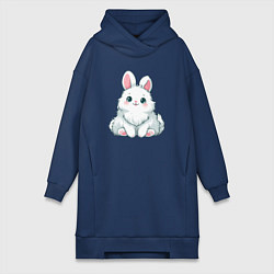 Женское худи-платье Пушистый аниме кролик, цвет: тёмно-синий
