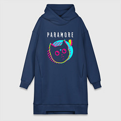 Женское худи-платье Paramore rock star cat, цвет: тёмно-синий