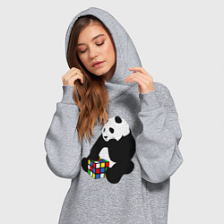 Женское худи-платье Панда с кубиком, цвет: меланж — фото 2