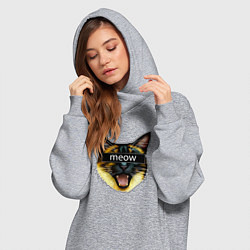 Женское худи-платье Кот meow стикер, цвет: меланж — фото 2
