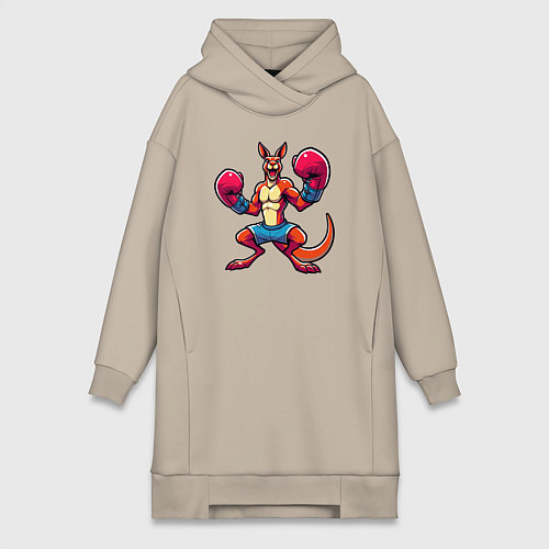 Женская толстовка-платье Кенгуру боксер / Миндальный – фото 1