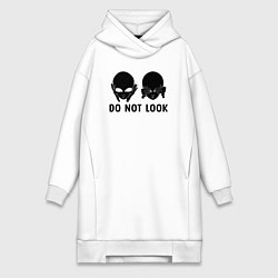 Женская толстовка-платье Черный пришелец - do not look