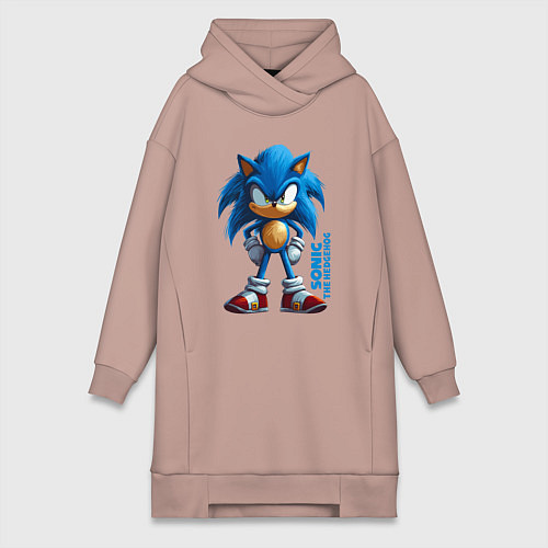 Женская толстовка-платье Sonic - poster style / Пыльно-розовый – фото 1