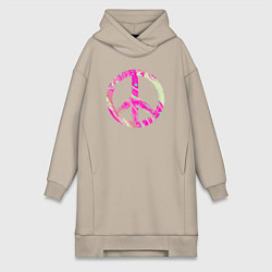 Женское худи-платье Pink peace, цвет: миндальный