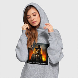 Женское худи-платье Лев в цилиндре: хамить мне плохая примета, цвет: меланж — фото 2