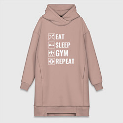 Женская толстовка-платье Eat sleep gym repeat