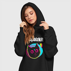 Женское худи-платье Limp Bizkit rock star cat, цвет: черный — фото 2