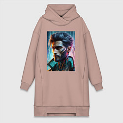 Женское худи-платье Cyber dude - ai art, цвет: пыльно-розовый
