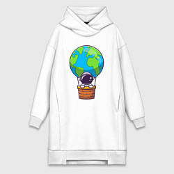 Женская толстовка-платье Космонавт на воздушном шаре