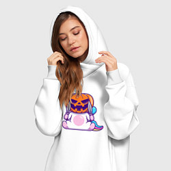 Женское худи-платье Хэллоуин единорог, цвет: белый — фото 2