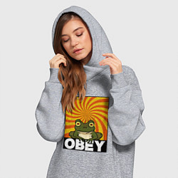 Женское худи-платье Гипножаба по мотивам Футурама на оранжевом фоне, цвет: меланж — фото 2