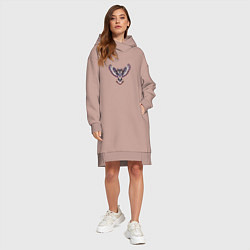Женское худи-платье Мозайчатая сова, цвет: пыльно-розовый — фото 2