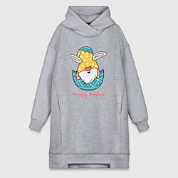 Женское худи-платье Пасхальный гном с ушками, цвет: меланж