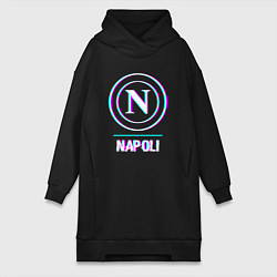 Женское худи-платье Napoli FC в стиле glitch, цвет: черный