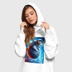 Женское худи-платье Space cat - ai art, цвет: белый — фото 2