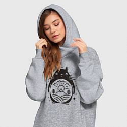 Женское худи-платье Тоторо и природа, цвет: меланж — фото 2