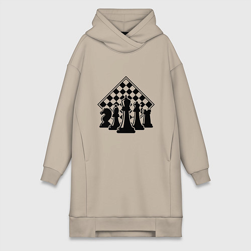 Женская толстовка-платье The chessboard / Миндальный – фото 1