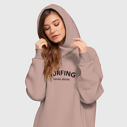 Женское худи-платье Surfing never alone, цвет: пыльно-розовый — фото 2