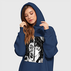 Женское худи-платье Клинок рассекающий демонов Ериичи Цугикуни Кокушиб, цвет: тёмно-синий — фото 2