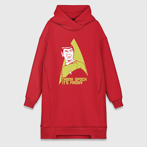 Женская толстовка-платье Спасибо Спок сегодня пятница / Красный – фото 1