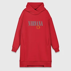 Женское худи-платье Nirvana logo smile, цвет: красный