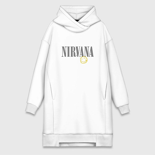 Женская толстовка-платье Nirvana logo smile / Белый – фото 1