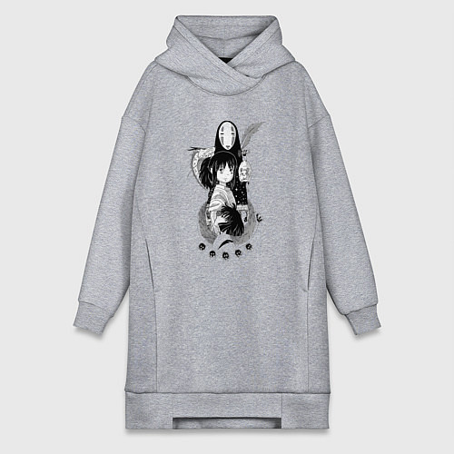 Женская толстовка-платье Унесённые призраками Хаку Тихиро / Меланж – фото 1