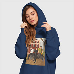 Женское худи-платье Красные кирпичи, цвет: тёмно-синий — фото 2