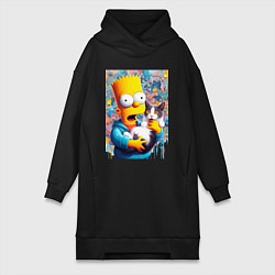 Женская толстовка-платье Bart Simpson with a kitten - ai art