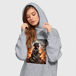 Женское худи-платье Чёрный котик играет на гитаре - нейросеть, цвет: меланж — фото 2