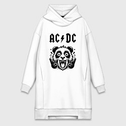 Женское худи-платье AC DC - rock panda, цвет: белый