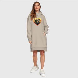 Женское худи-платье Котики в моем сердце, цвет: миндальный — фото 2