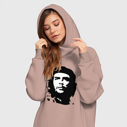 Женское худи-платье Черно-белый силуэт Че Гевара, цвет: пыльно-розовый — фото 2