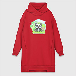Женское худи-платье Забавная панда, цвет: красный