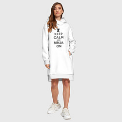 Женское худи-платье Keep calm and ninja on, цвет: белый — фото 2