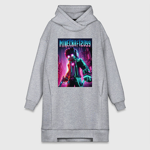 Женская толстовка-платье Minecraft - ai art fantasy neon / Меланж – фото 1