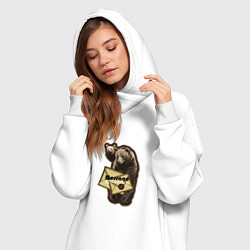 Женское худи-платье Медведь с письмом, цвет: белый — фото 2