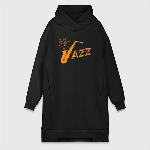 Женская толстовка-платье Jazz sax / Черный – фото 1