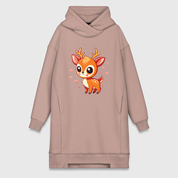 Женская толстовка-платье Оленёнок и сердечки