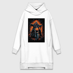 Женская толстовка-платье Скелет сатаны едет на старом мотоцикле