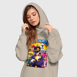 Женское худи-платье Minecraft and Jojo collaboration - ai art, цвет: миндальный — фото 2