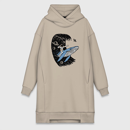 Женская толстовка-платье Космонавт и кит / Миндальный – фото 1