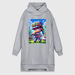 Женское худи-платье Джотаро Куджо и Майнкрафт - коллаба нейросеть, цвет: меланж
