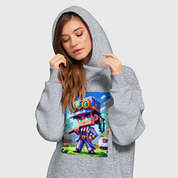 Женское худи-платье Джотаро Куджо и Майнкрафт - коллаба нейросеть, цвет: меланж — фото 2